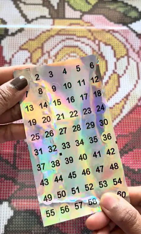 Holographic number sticker sheet for organizing diamond painting drills - FEELOOK Art
