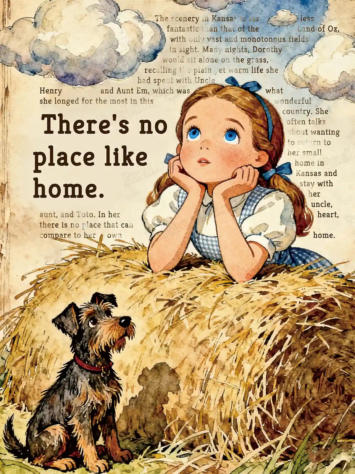 Dorothy diamond painting featuring a dreamy girl gazing toward the sky with a gentle storybook style inspired by classic fantasy tales – FEELOOK Art
