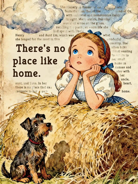 Dorothy diamond painting featuring a dreamy girl gazing toward the sky with a gentle storybook style inspired by classic fantasy tales – FEELOOK Art
