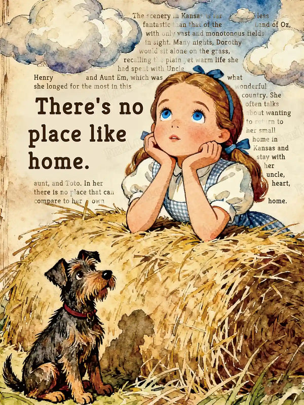 Dorothy diamond painting with a girl gazing upward in a soft storybook scene with golden hay - FEELOOK Art
