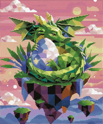 Dragon Egg Guardian finished diamond painting, sparkling fantasy dragon artwork, completed DIY diamond art display - FEELOOK Art