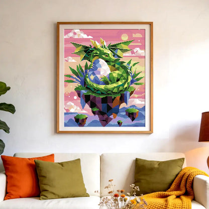 Dragon Egg Guardian diamond painting as home wall decor, fantasy dragon art for bedroom/living room, magical decor - FEELOOK Art