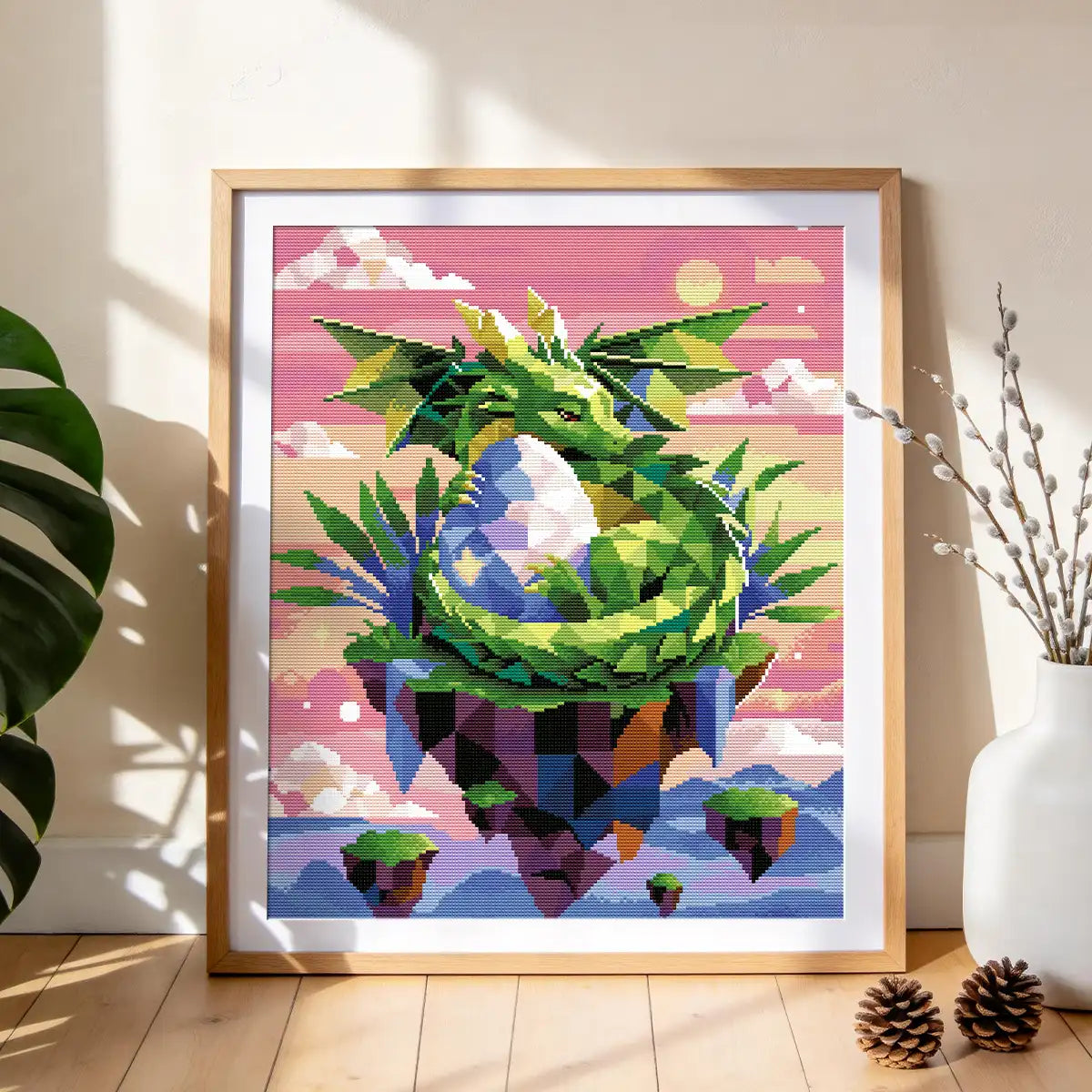 Dragon Egg Guardian diamond painting gift idea, sparkling fantasy artwork for dragon lovers, DIY craft gift - FEELOOK Art