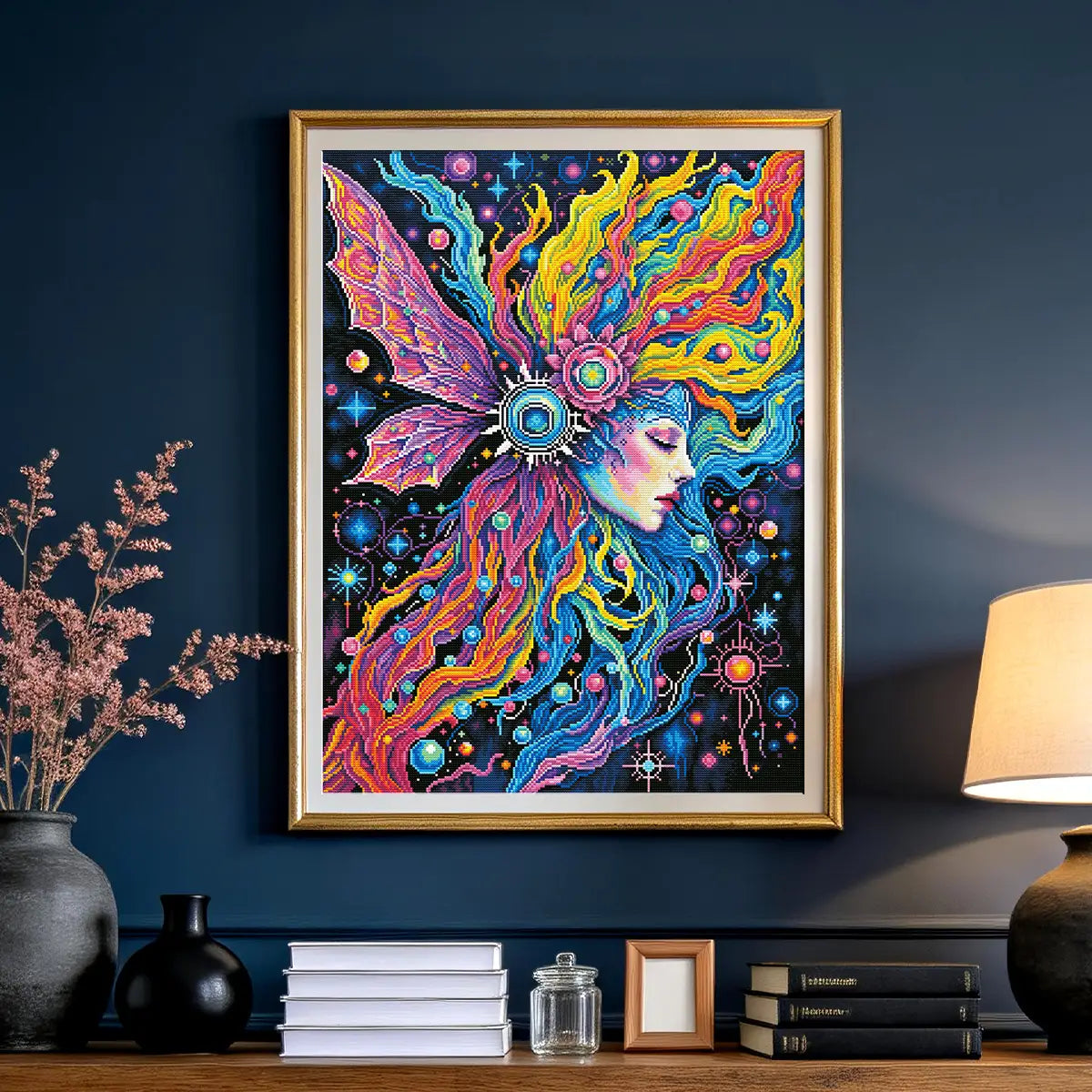 Dreaming In Color diamond painting displayed as colorful fantasy wall art in a creative room - FEELOOK Art