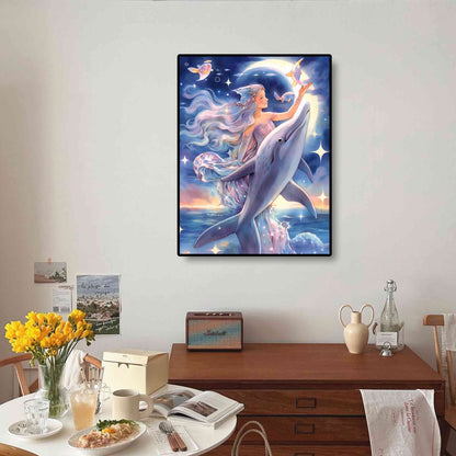 Dreamlike Fairy diamond painting kit as a captivating centerpiece in a room, showcasing the beauty of diamond art and delicate diamond painting accessories.