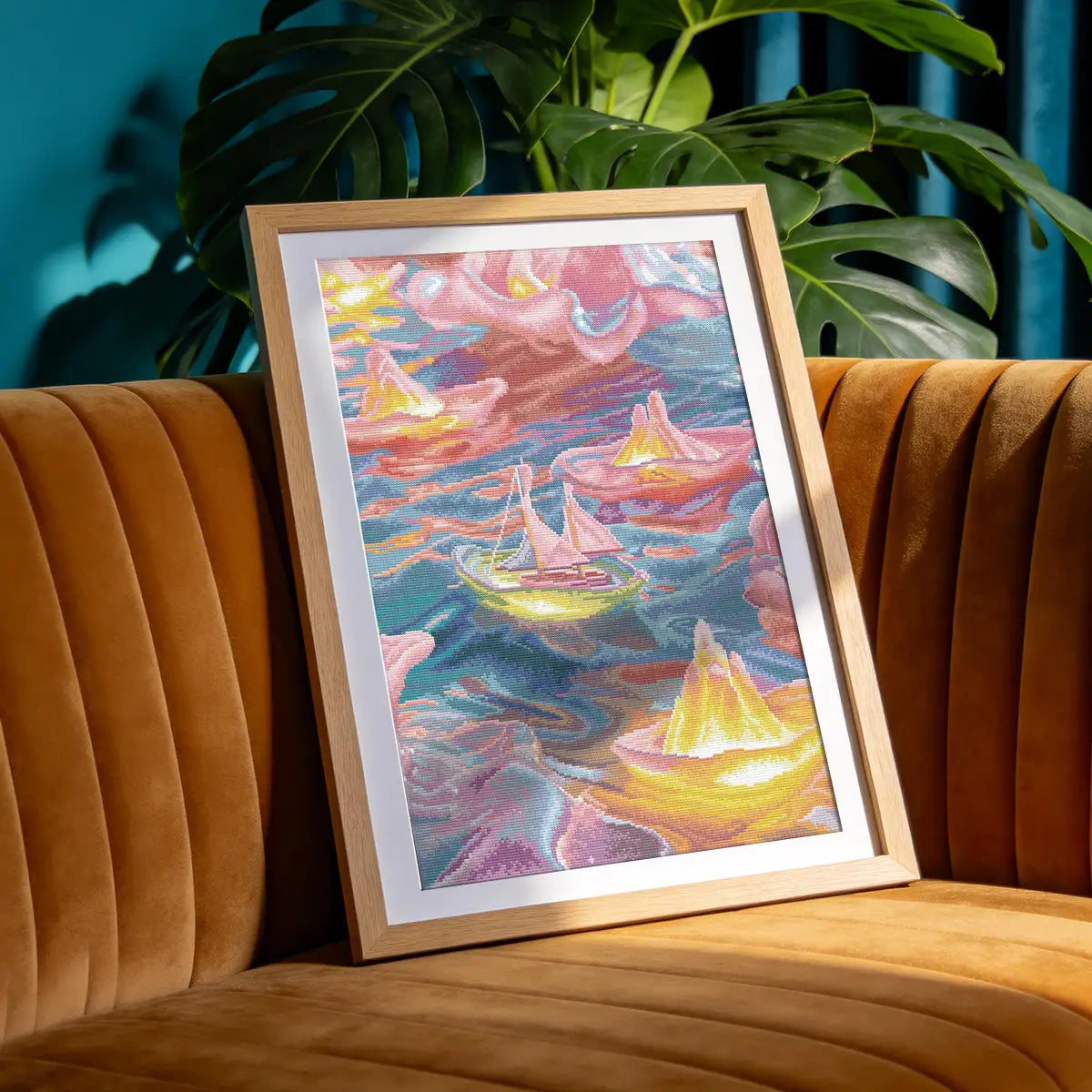 Dreamy Sail diamond painting lifestyle scene for home decor - FEELOOK Art
