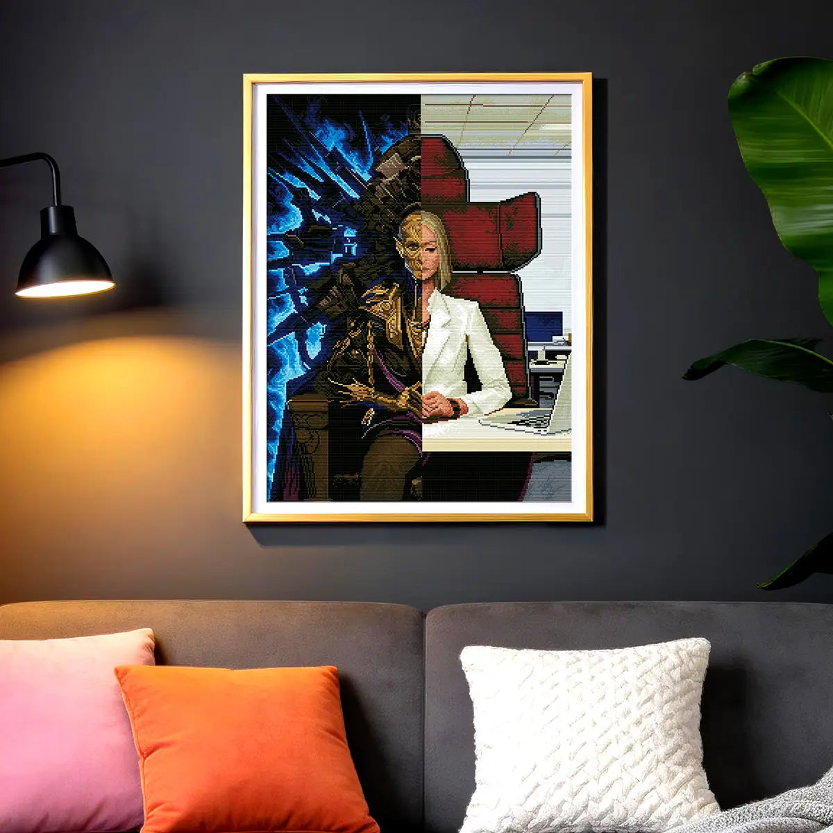Dual Identity 5D diamond painting in bedroom: creates dreamlike dual-state atmosphere - FEELOOK Art