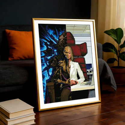 Dual Identity 5D diamond painting in living room: adds imaginative dual-scene charm - FEELOOK Art