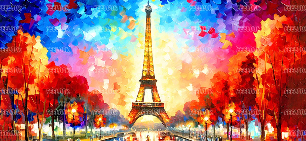 Rainbow Castle diamond painting kit with full drill round diamonds and vivid fantasy colors.