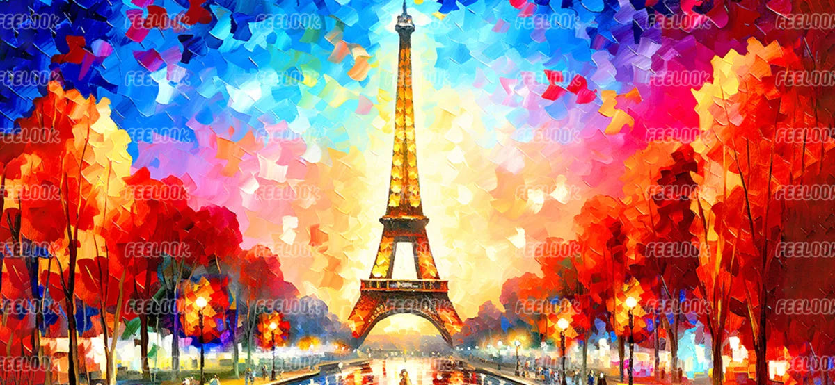 Rainbow Castle diamond painting kit with full drill round diamonds and vivid fantasy colors.