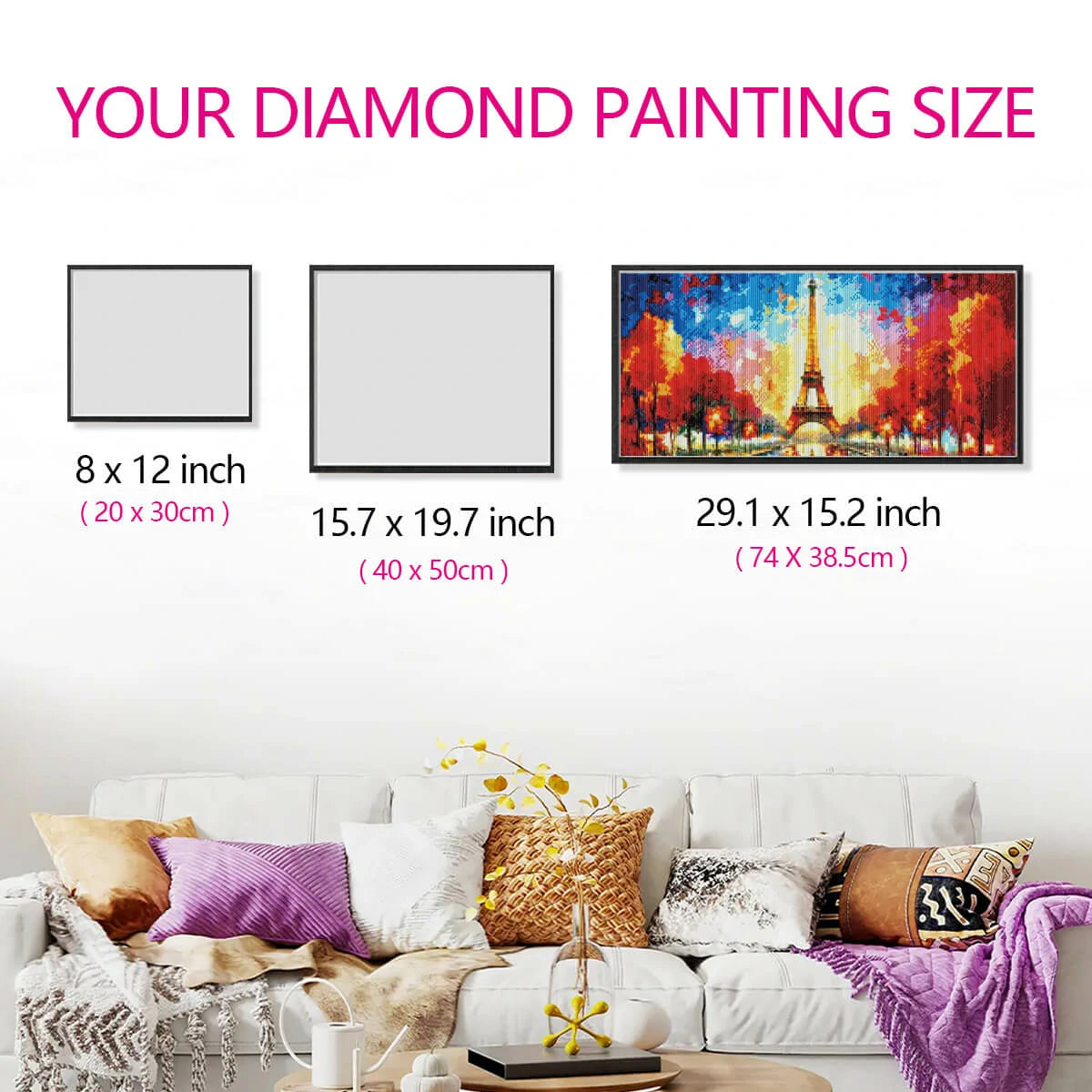 Canvas size reference for Rainbow Castle with measurement guide.