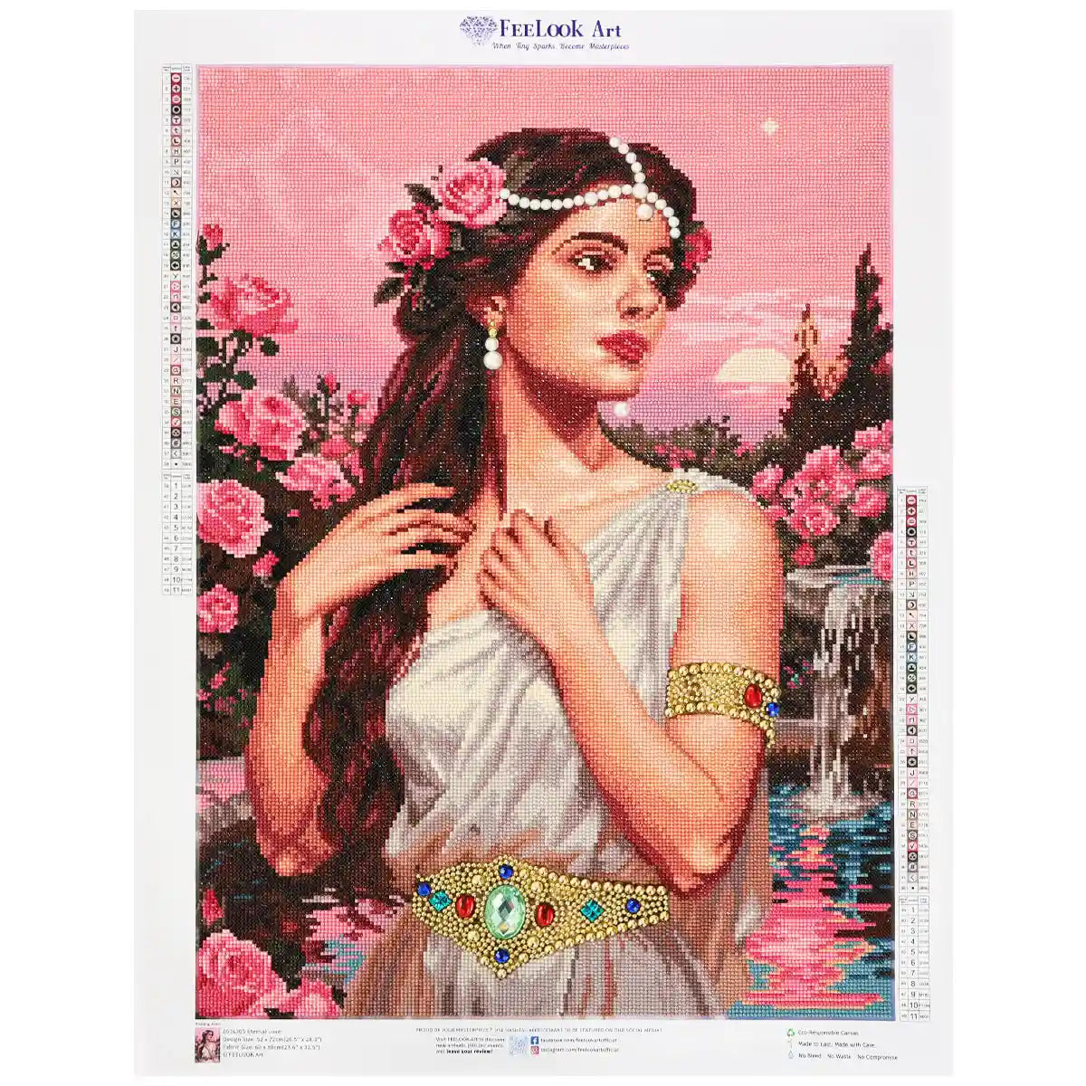 Finished Eternal Love diamond painting artwork displayed as home wall decor, showcasing full diamond art details - FEELOOK Art