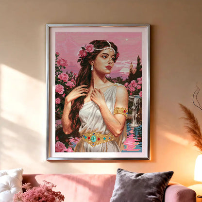 Eternal Love diamond painting framed wall art displayed above sofa in an elegant and cozy living room - FEELOOK Art