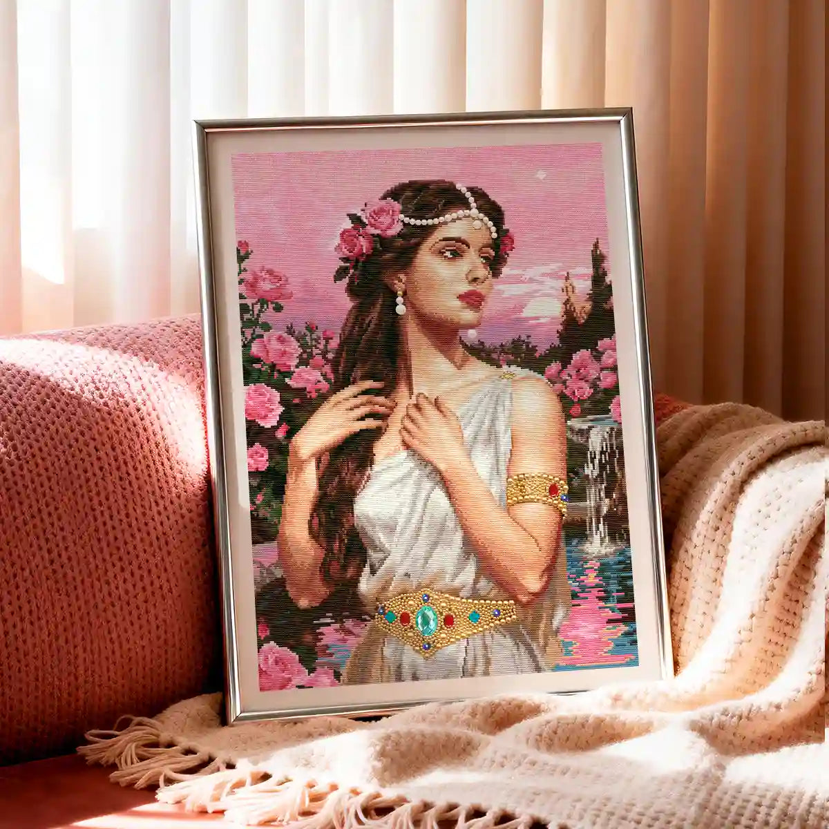 Eternal Love diamond painting wall decor styled in a warm home interior with soft lighting and textiles - FEELOOK Art
