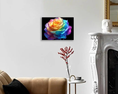 Romantic Eternal Rose diamond painting on wall, perfect for home decor.