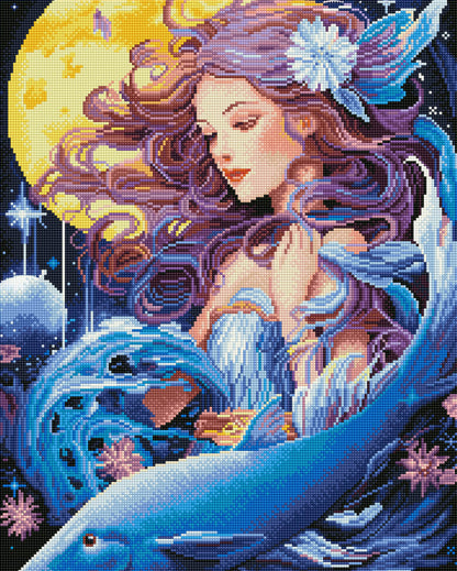 Rendered view of the Ethereal Girl diamond painting kit, showcasing intricate diamond painting designs and shimmering diamond art gems.