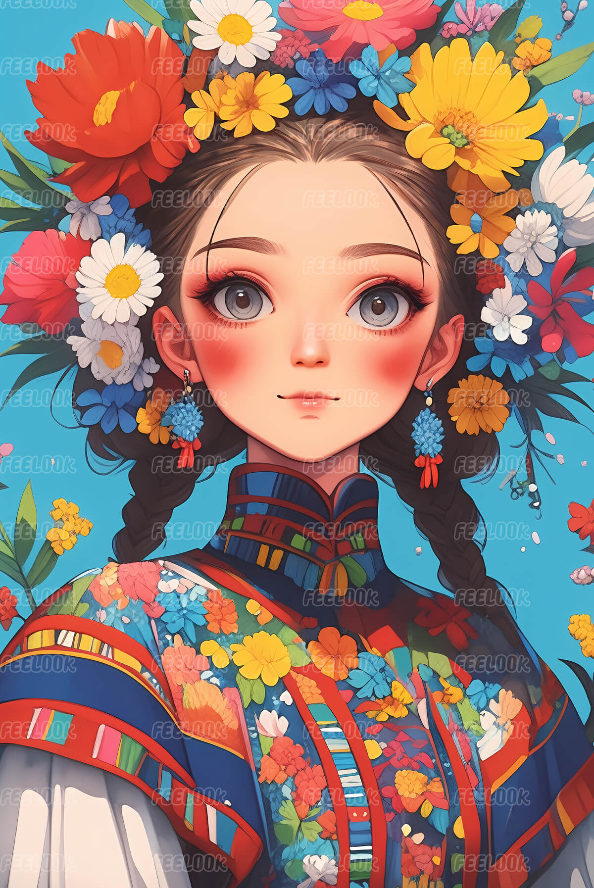 Ethnic Chic Girl diamond painting kit showcasing a vibrant and elegant diamond art kit with a cultural design.