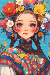 Ethnic Chic Girl diamond painting kit showcasing a vibrant and elegant diamond art kit with a cultural design.