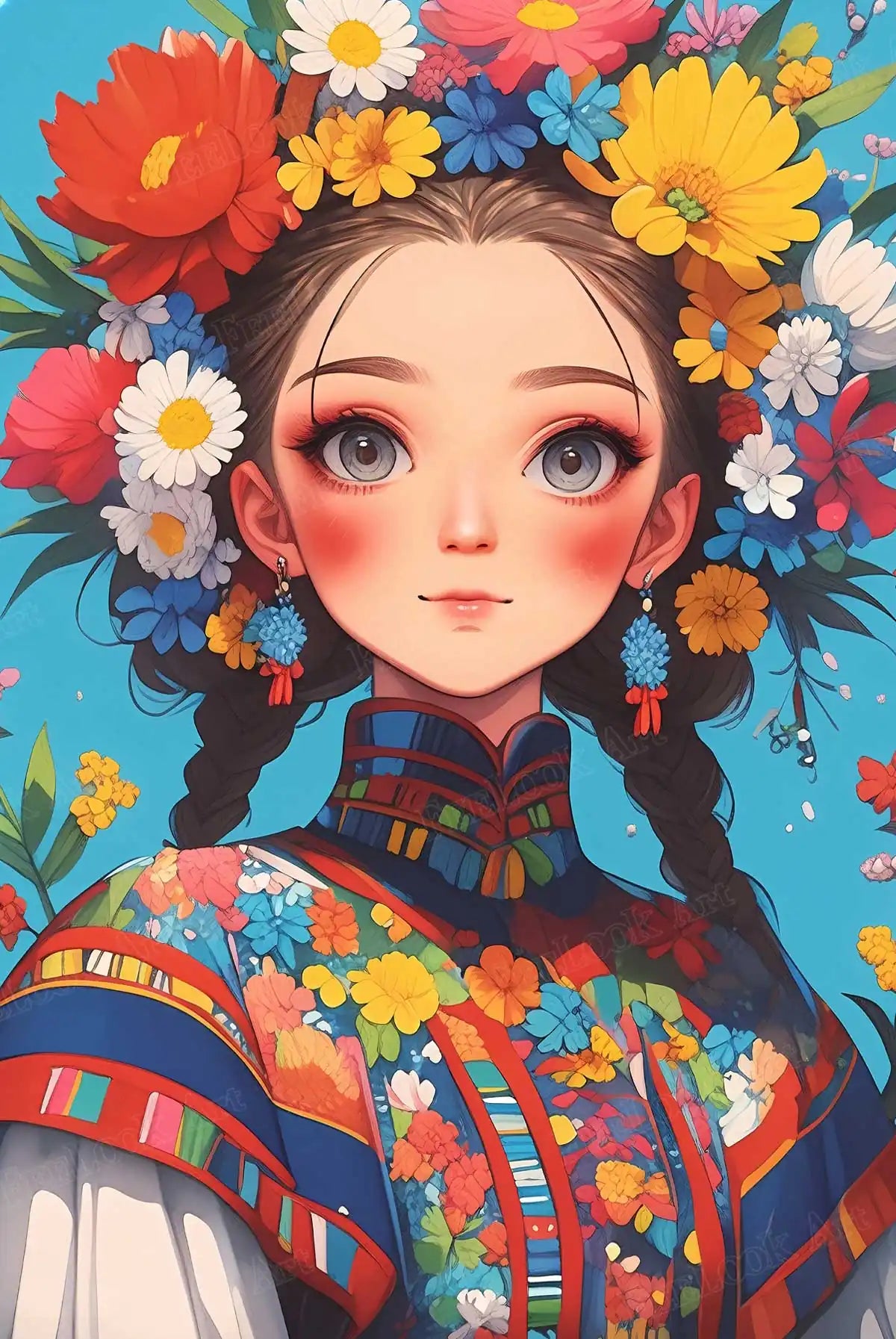 Ethnic Chic Girl diamond painting kit showcasing a vibrant and elegant diamond art kit with a cultural design.