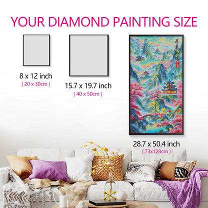 Size comparison of Fairyland of Penglai diamond painting with hand reference – FEELOOK Art