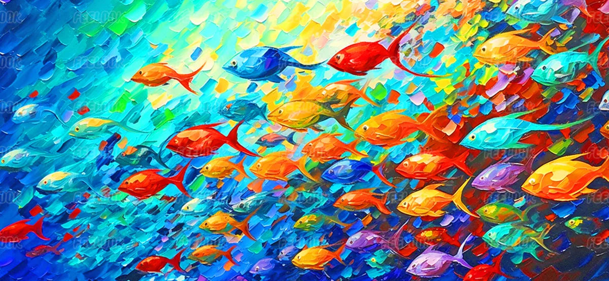 Fish School ocean diamond painting kit main image