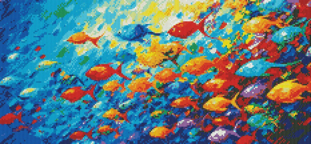 Fish School ocean diamond painting kit rendered view