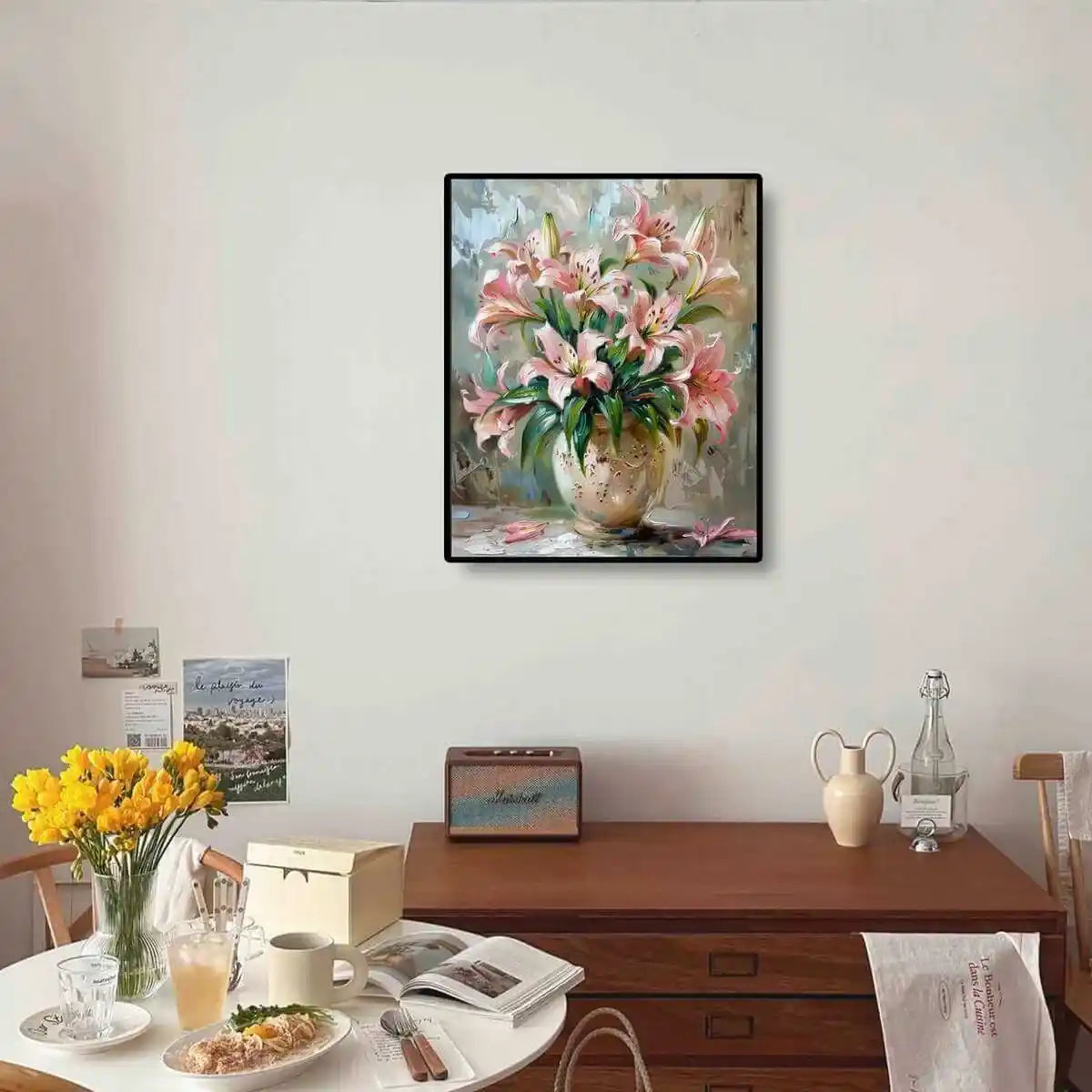 Flourishing Lilies displayed in room, adds a peaceful natural accent.