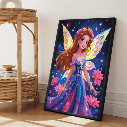 Flower Fairy diamond art kit styled for creators with resin drills, AB drills and dreamy floral fairy details - FEELOOK Art
