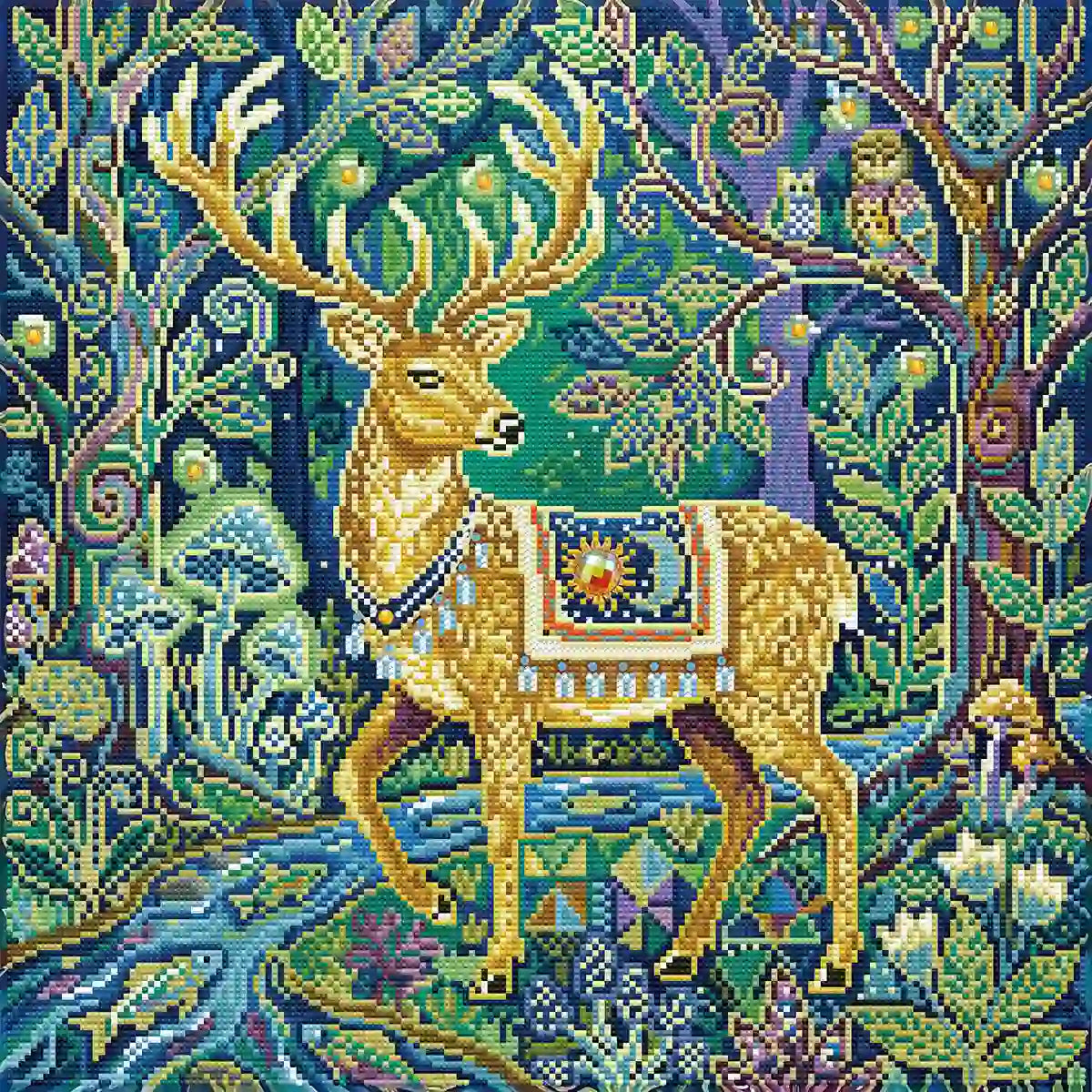  Finished Forest Deer Diamond Painting Artwork Display - FEELOOK Art