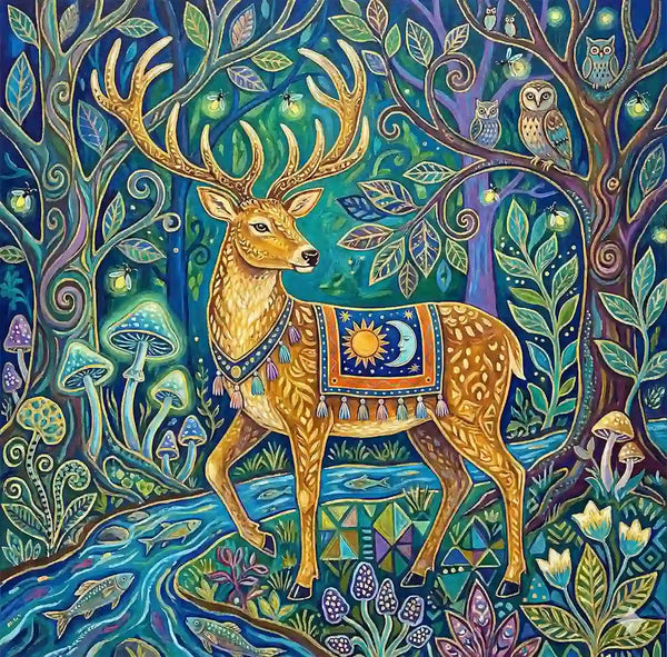 Forest Deer Magical Forest Diamond Painting Kit Main Product Image - FEELOOK Art