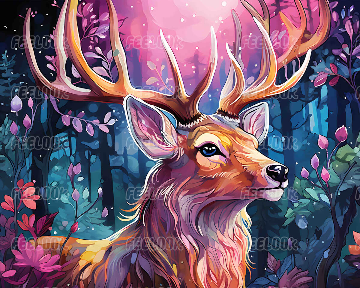 Forest Moose diamond painting kit, showcasing the magnificent moose in its natural forest habitat, perfect for nature lovers and those looking for a diamond painting design.