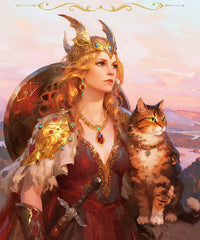 Freya diamond painting featuring the Norse goddess with magical symbols and cats – FEELOOK Art