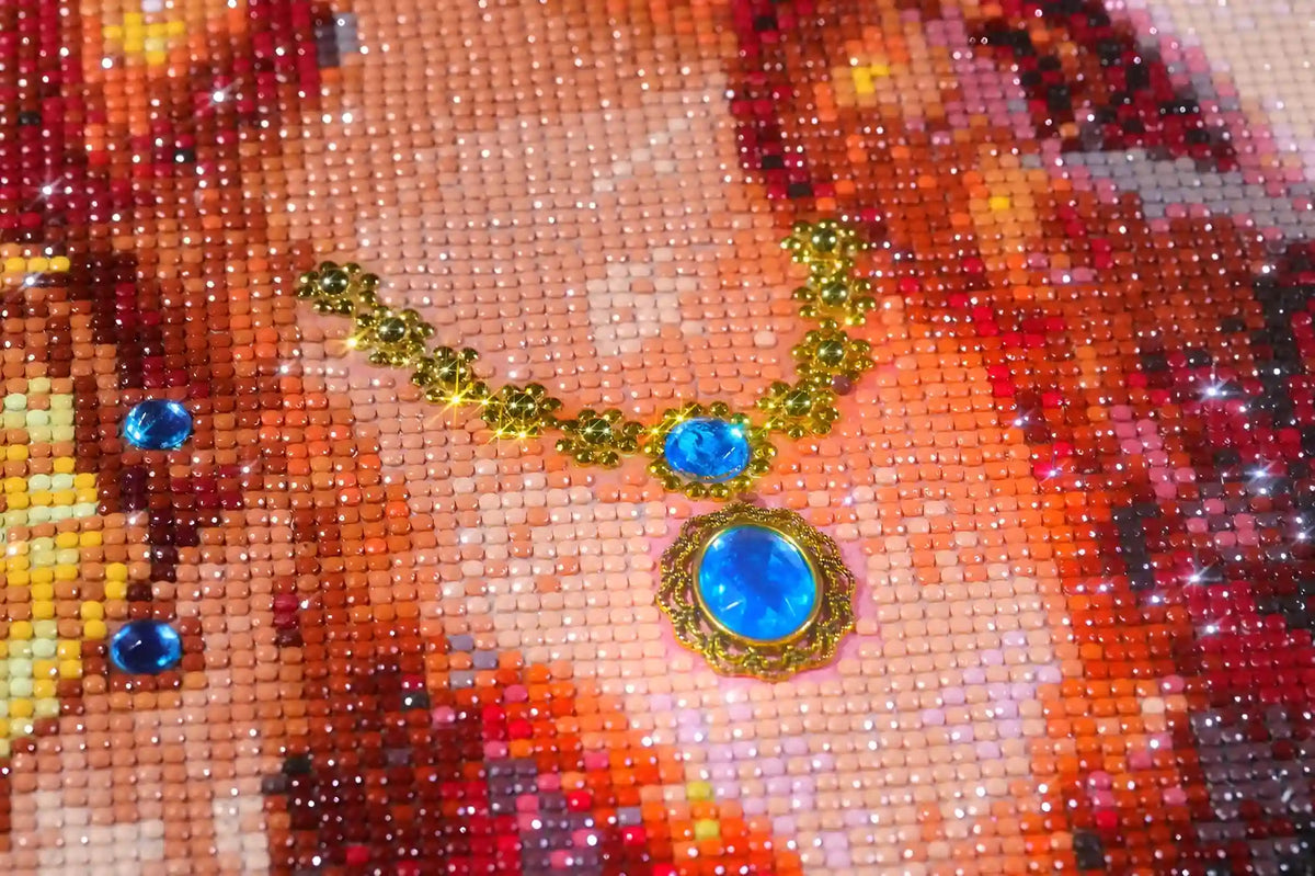 Close-up of Freya diamond painting highlighting special-shaped diamonds and glittering effects - FEELOOK Art