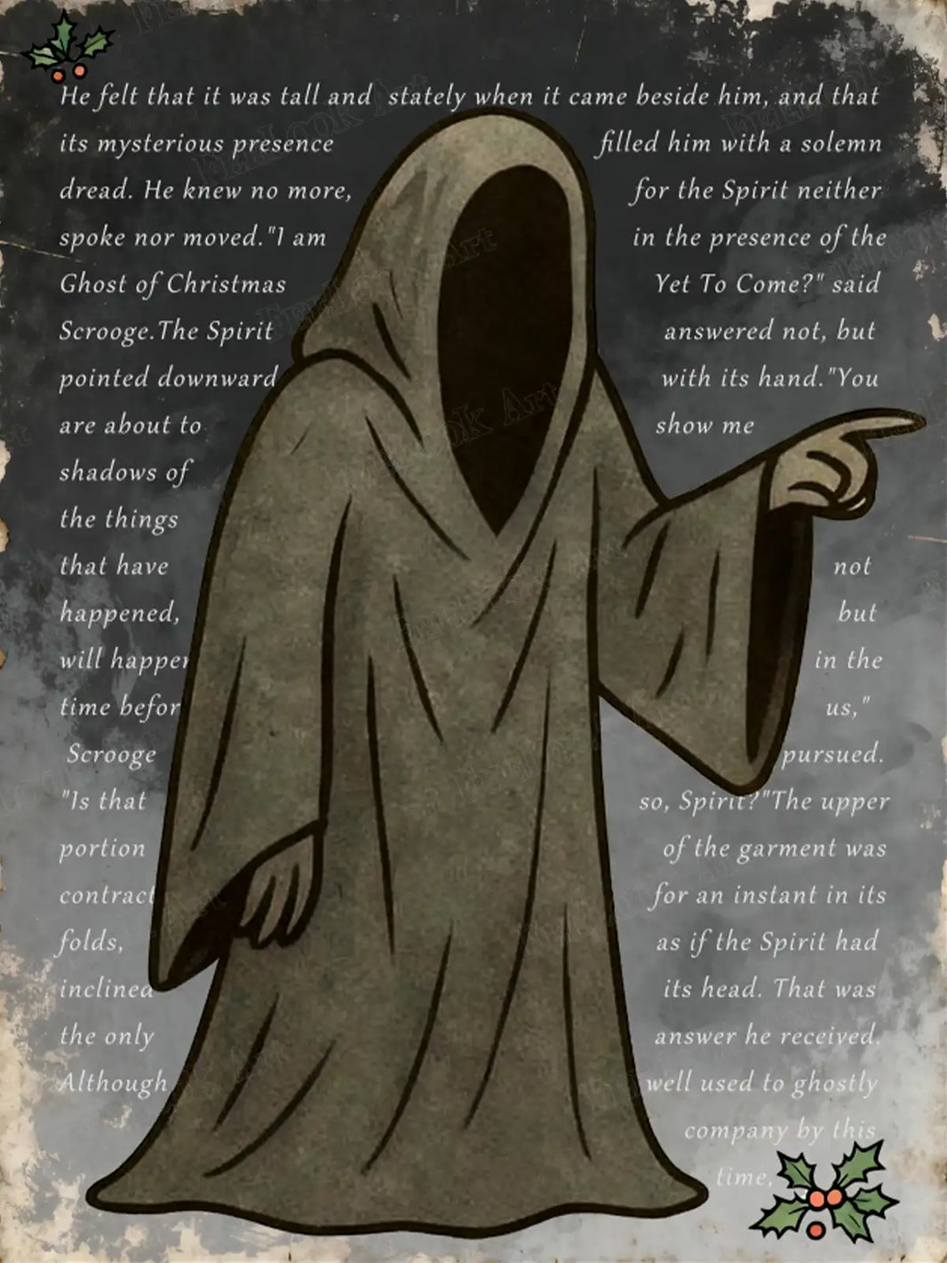 Ghost of Christmas Yet to Come diamond painting featuring a hooded A Christmas Carol spirit with a shadowy, dramatic backdrop – FEELOOK Art