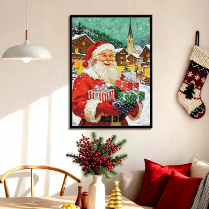 Gifts of Cheer diamond painting bringing Christmas sparkle and cheerful Santa vibes to your home décor – FEELOOK Art