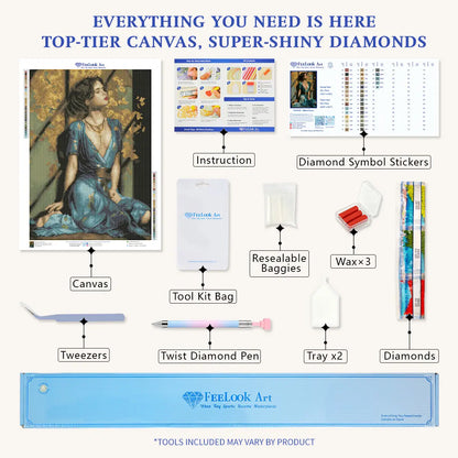Gilded Grace 5D diamond painting kit: full set including diamonds, canvas & tools for DIY creation - FEELOOK Art
