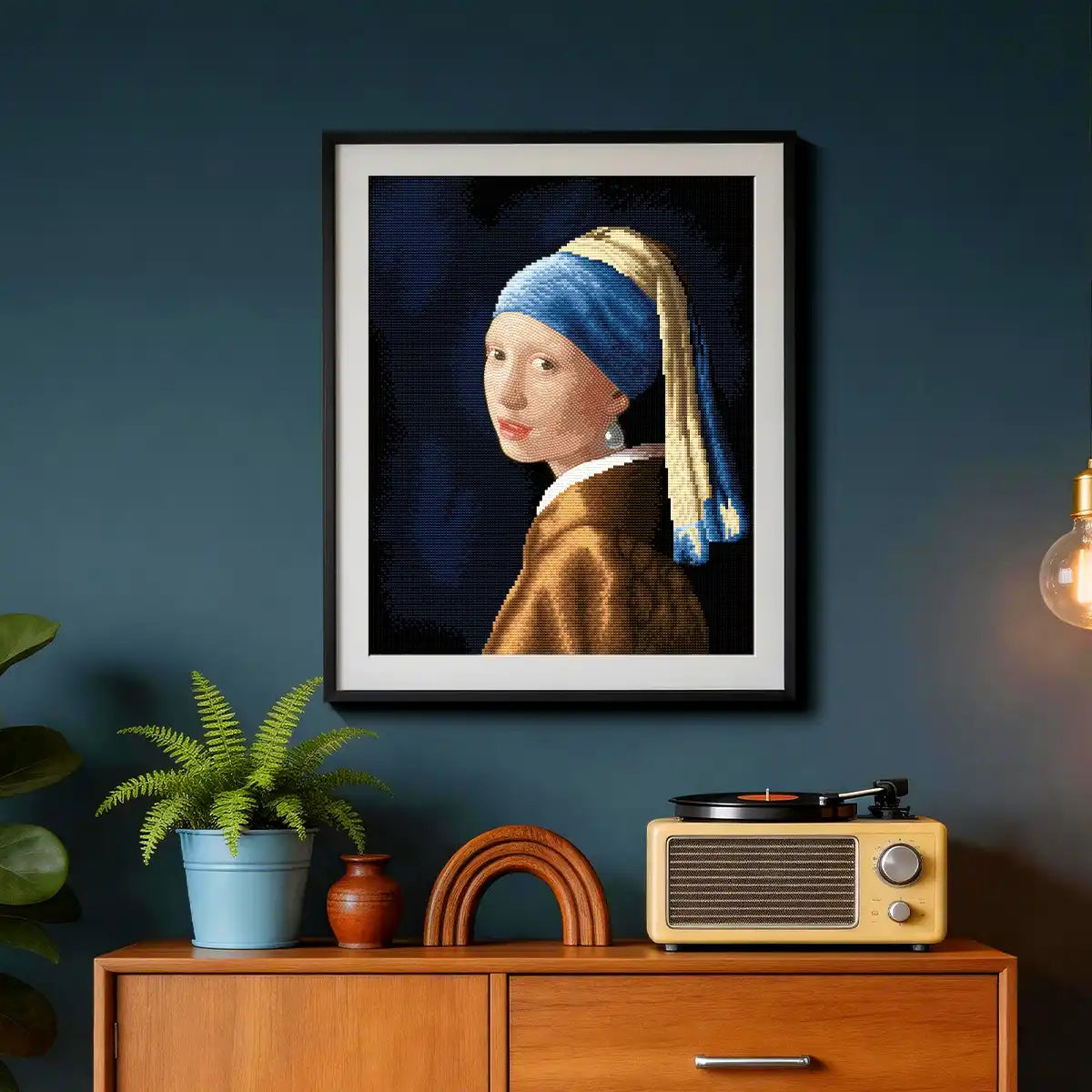 Classic Girl with a Pearl Earring diamond art adding timeless beauty to cozy reading corner décor - FEELOOK Art