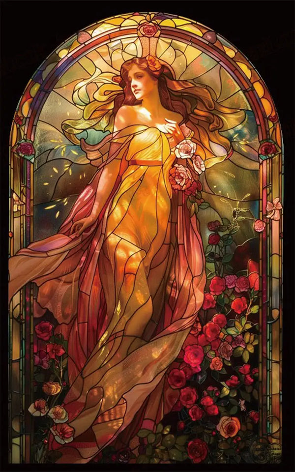 Glass Maiden Stained Glass Style Diamond Painting - FEELOOK Art