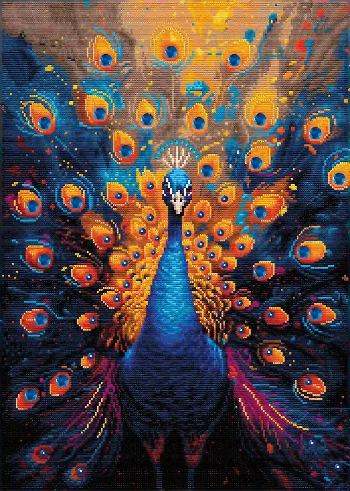 Finished Glorious Peacock Diamond Painting with Sparkling Rhinestones - FEELOOK Art