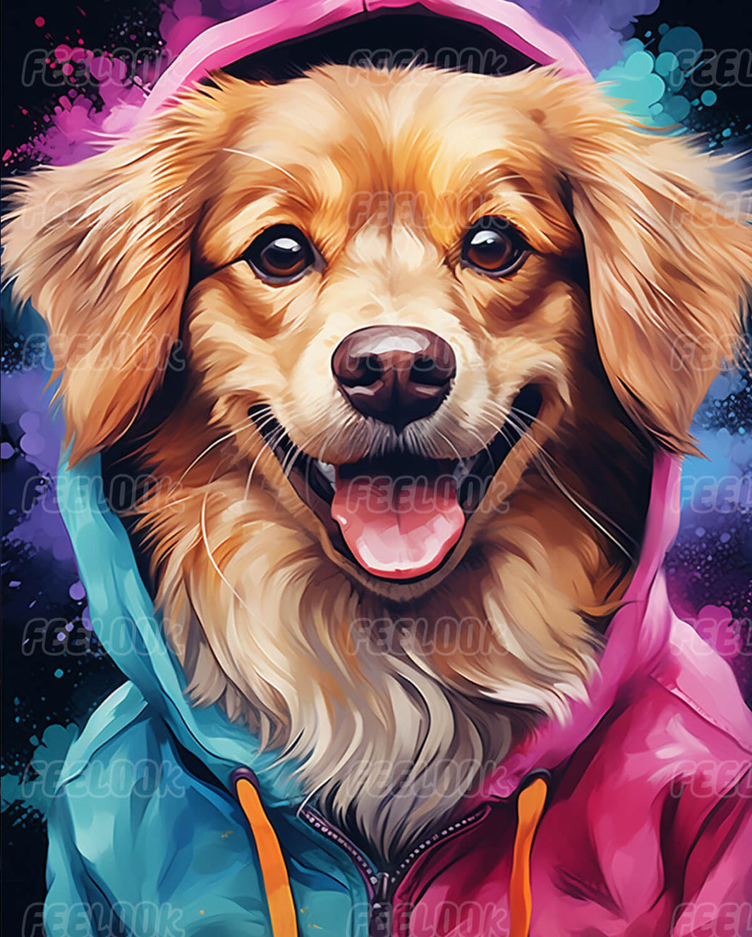 Golden Retriever diamond painting kit featuring a playful and loyal dog, perfect for animal lovers seeking a diamond art kit with heartwarming appeal.