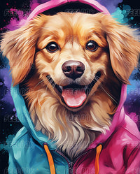 Golden Retriever diamond painting kit featuring a playful and loyal dog, perfect for animal lovers seeking a diamond art kit with heartwarming appeal.