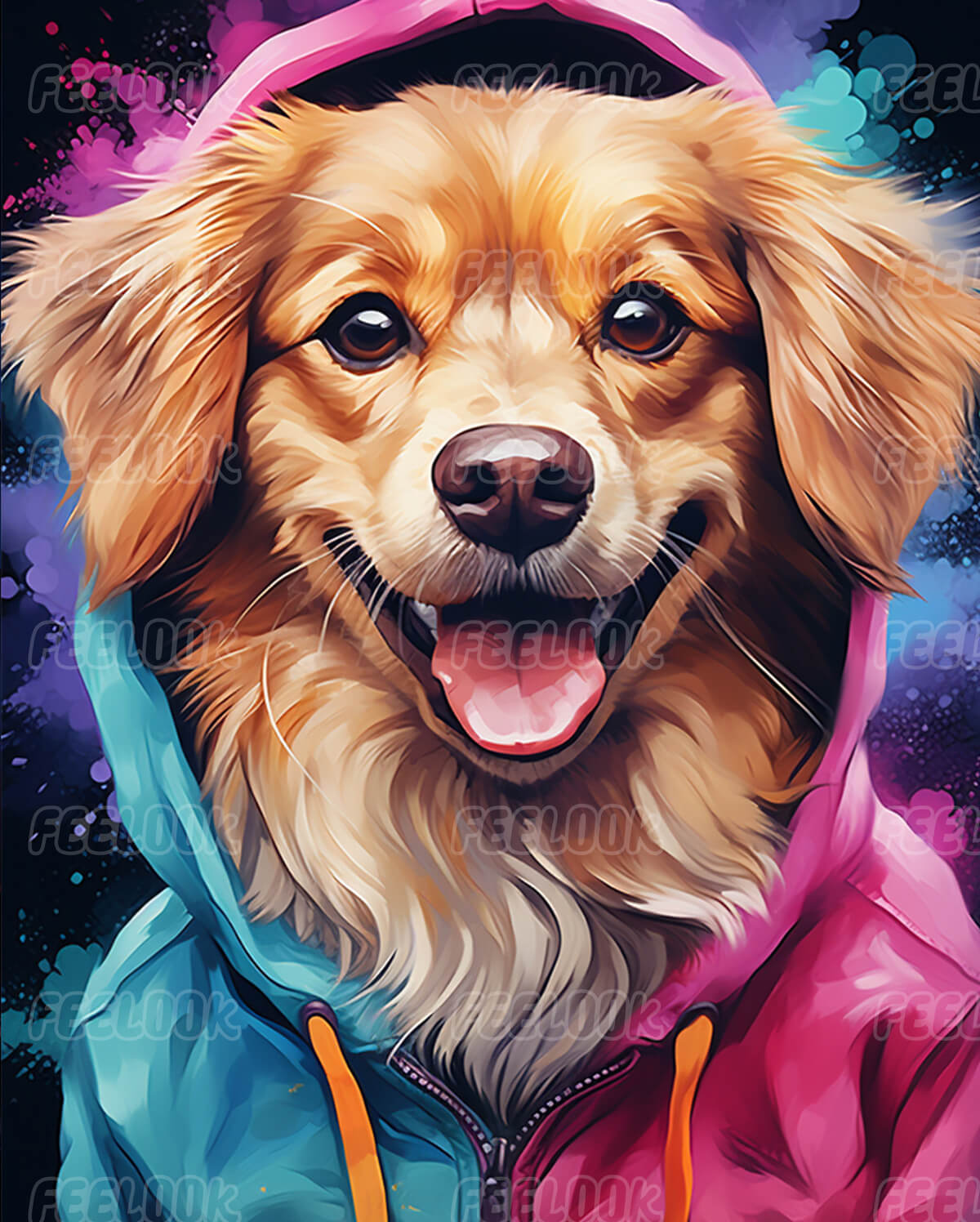 Golden Retriever diamond painting kit featuring a playful and loyal dog, perfect for animal lovers seeking a diamond art kit with heartwarming appeal.