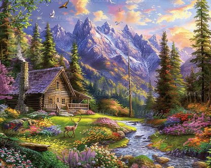 Halcyon Morning diamond painting kit featuring a peaceful morning scene with soft colors and a calm atmosphere.