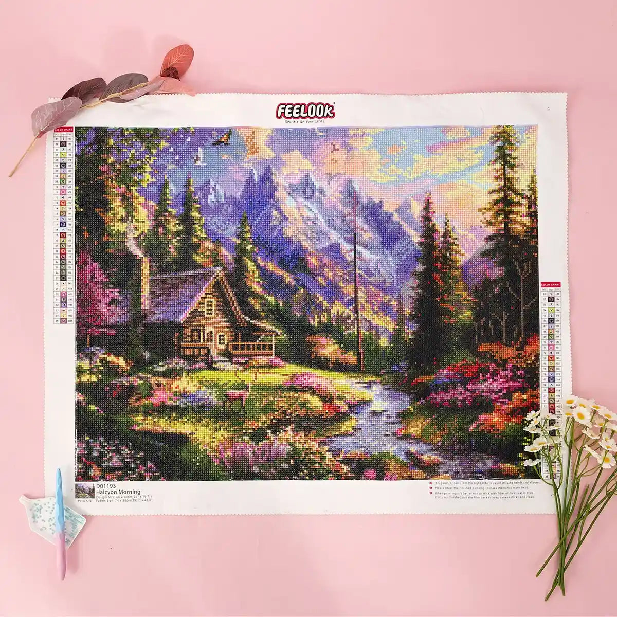 Halcyon Morning diamond painting of serene sunrise landscape with soft colors and calm atmosphere - FEELOOK Art