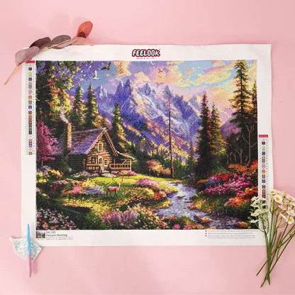 Halcyon Morning diamond painting of serene sunrise landscape with soft colors and calm atmosphere - FEELOOK Art
