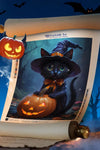 Halloween Cat Guardian diamond art kit banner inviting visitors to join FEELOOK Art Halloween spin wheel event