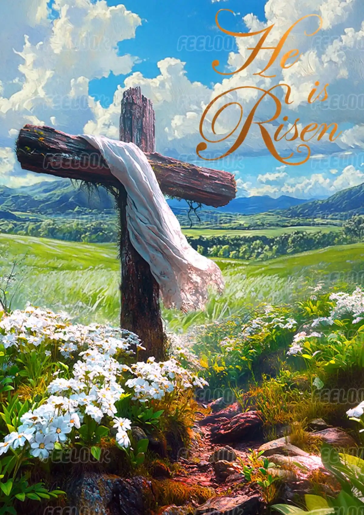 He is Risen diamond painting full view, showcasing the powerful resurrection theme with vibrant colors