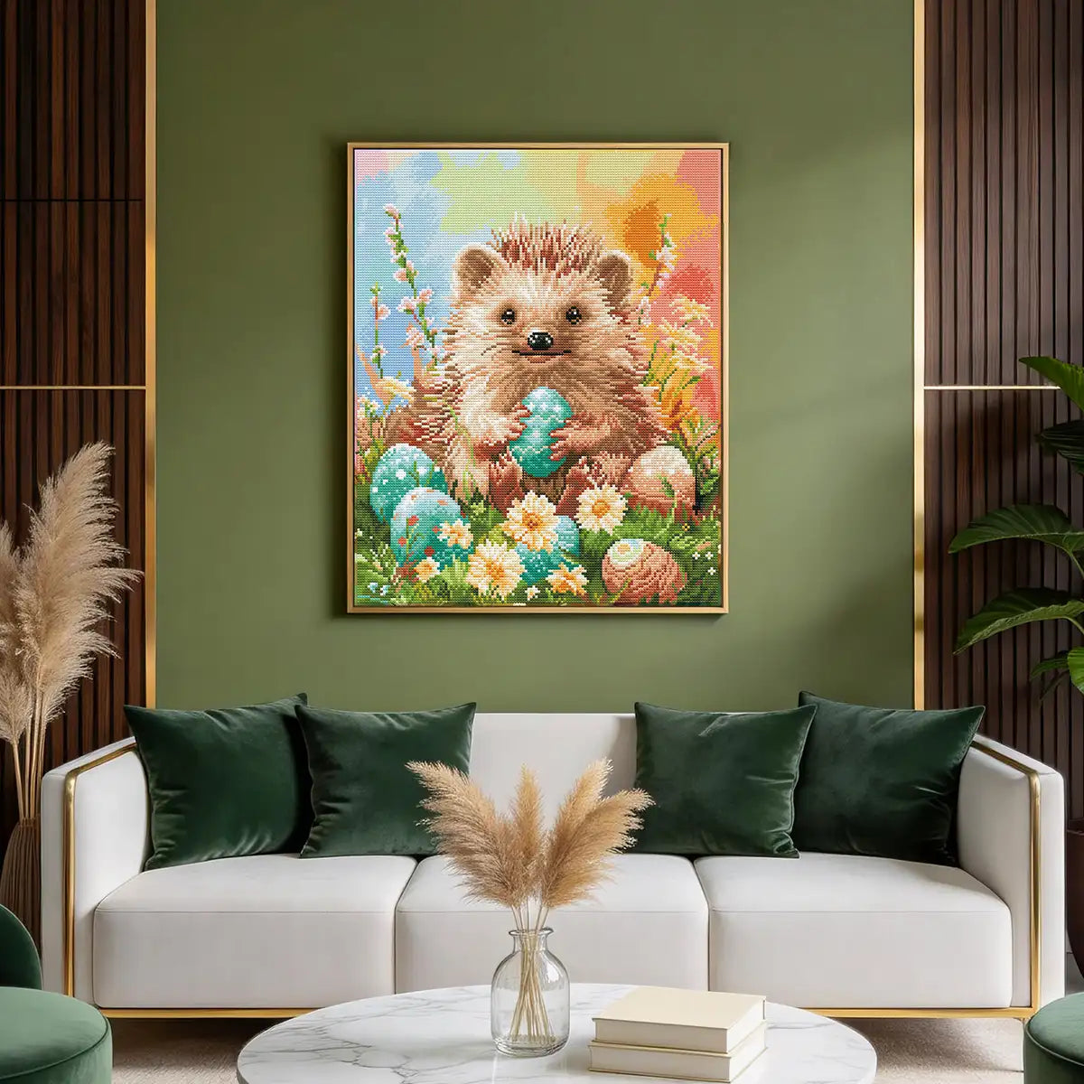 Hedgehog Easter diamond painting decorating bedroom wall - FEELOOK Art