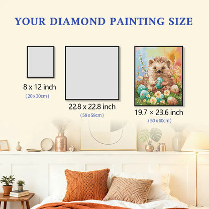 Hedgehog Easter diamond painting size comparison reference chart - FEELOOK Art
