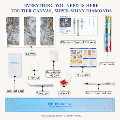Diamond painting kit for Hidden Spirit of Nature including applicator pen, tray, wax, and shining diamonds – FEELOOK Art
